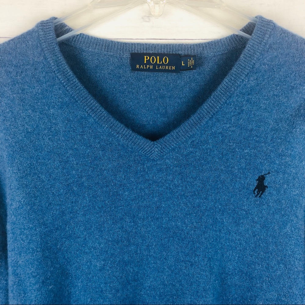 Ralph Lauren Polo Men’s L Blue Merino Wool Sweater